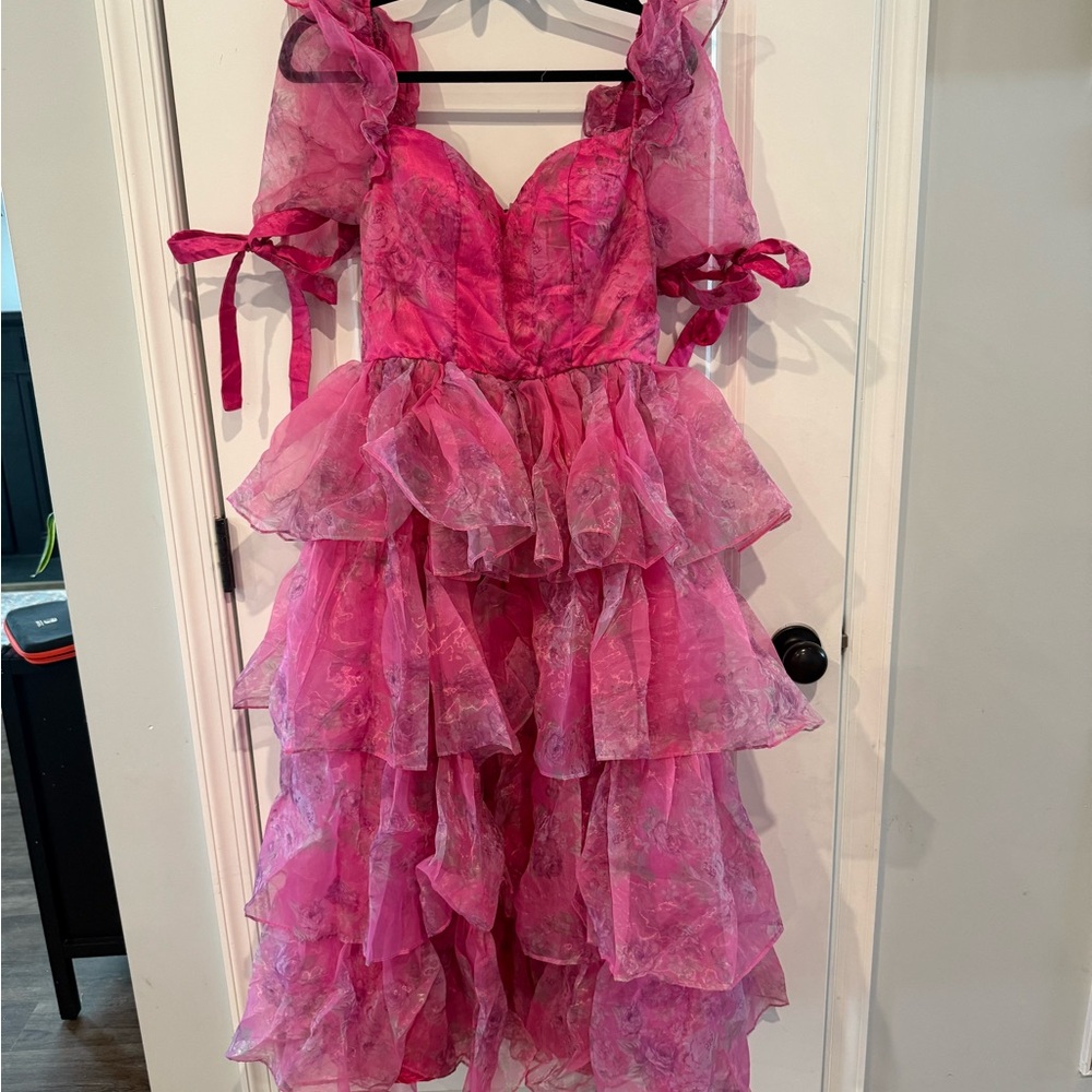 Elegant Pink Ruffled Dress